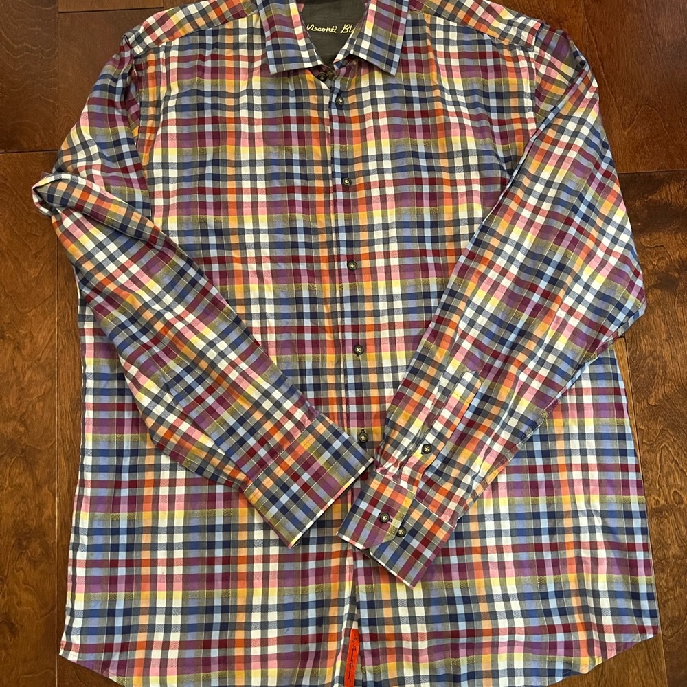 Visconti Black Multicolor Plaid Button-Up Shirt